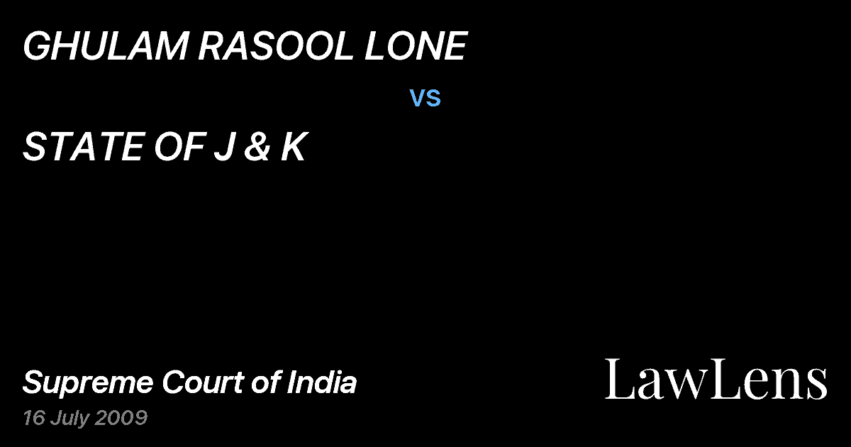 Preview image for GHULAM RASOOL LONE vs. STATE OF J & K