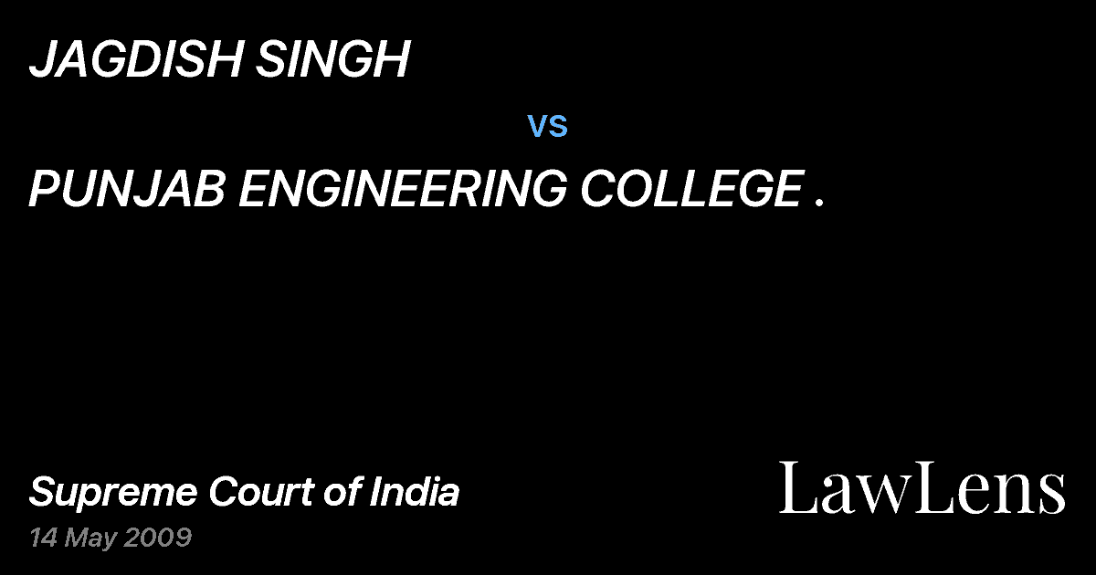 Preview image for JAGDISH SINGH vs. PUNJAB ENGINEERING COLLEGE .