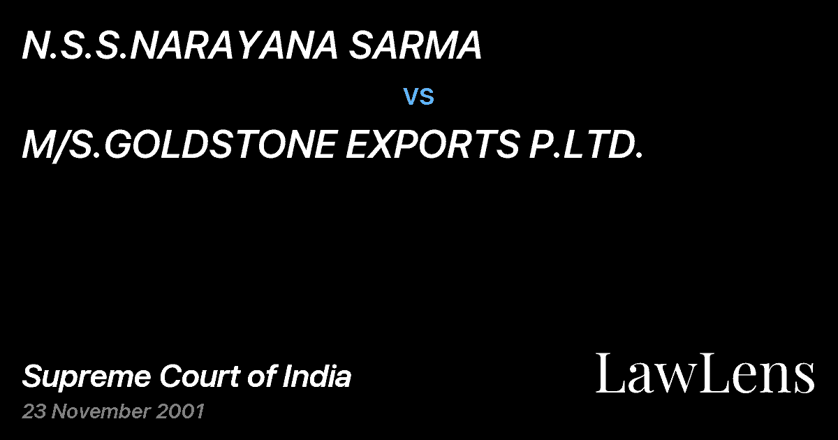 Preview image for N.S.S.NARAYANA SARMA vs. M/S.GOLDSTONE EXPORTS P.LTD.