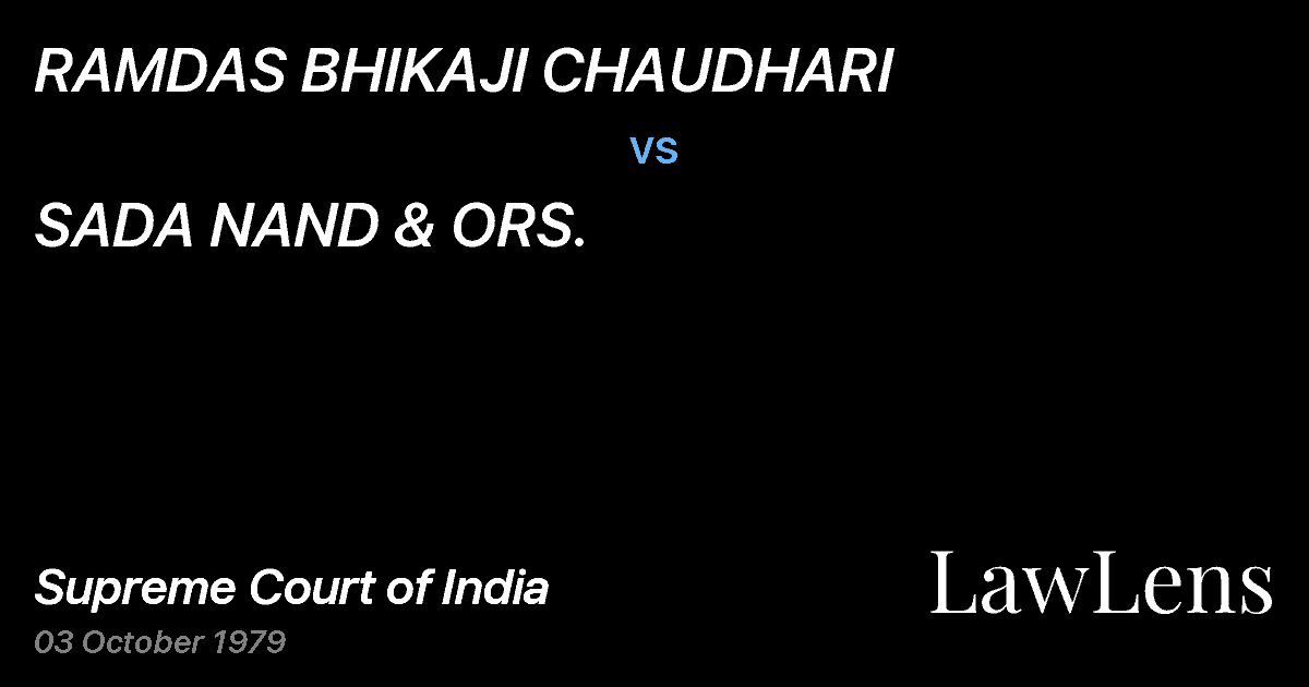 Preview image for RAMDAS BHIKAJI CHAUDHARI vs. SADA NAND & ORS.