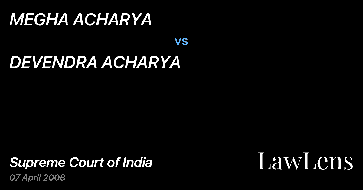 Preview image for MEGHA ACHARYA vs. DEVENDRA ACHARYA