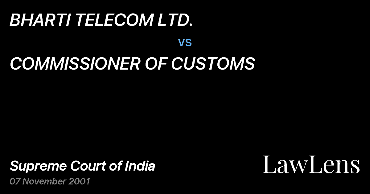 Preview image for BHARTI TELECOM LTD. vs. COMMISSIONER OF CUSTOMS