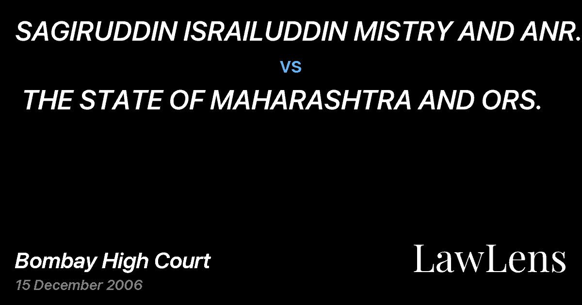 Preview image for SAGIRUDDIN ISRAILUDDIN MISTRY AND ANR.  vs.  THE STATE OF MAHARASHTRA AND ORS.