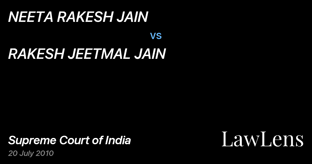 Preview image for NEETA RAKESH JAIN vs. RAKESH JEETMAL JAIN
