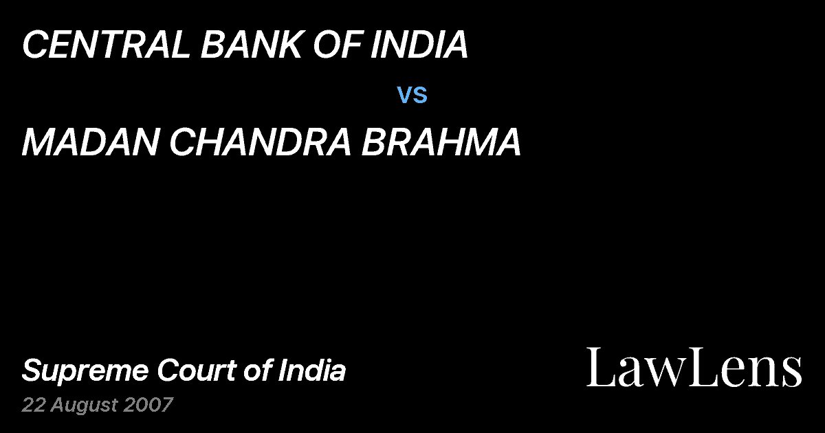 Preview image for CENTRAL BANK OF INDIA vs. MADAN CHANDRA BRAHMA