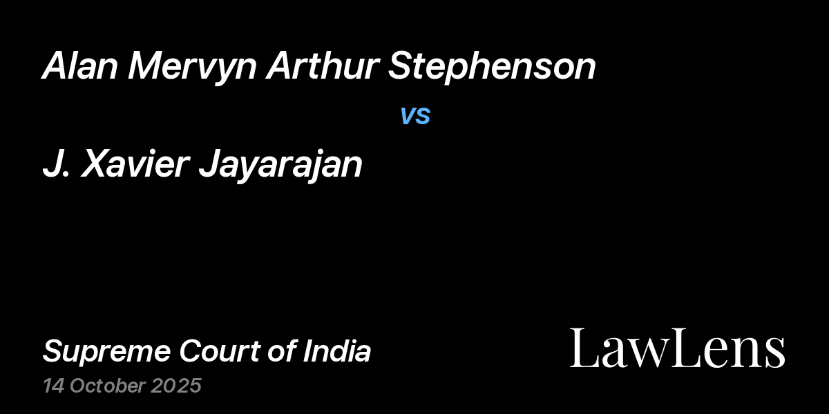 Preview image for Alan Mervyn Arthur Stephenson vs. J. Xavier Jayarajan