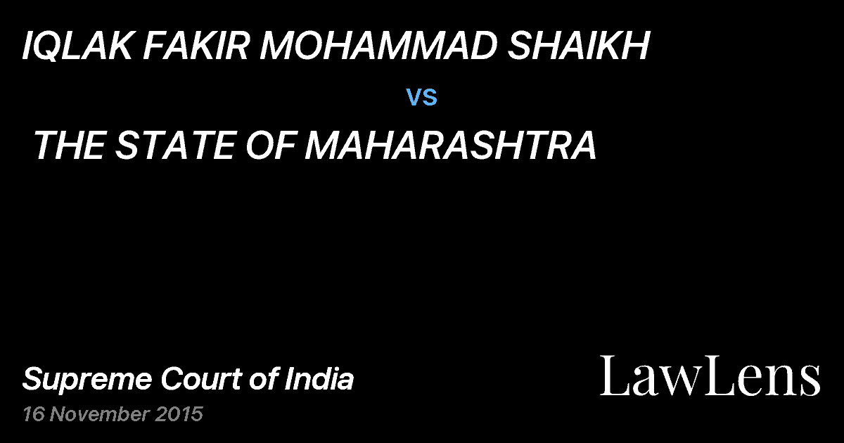 Preview image for IQLAK FAKIR MOHAMMAD SHAIKH vs. THE STATE OF MAHARASHTRA