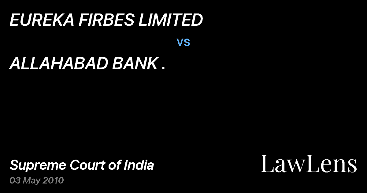 Preview image for EUREKA FIRBES LIMITED vs. ALLAHABAD BANK .