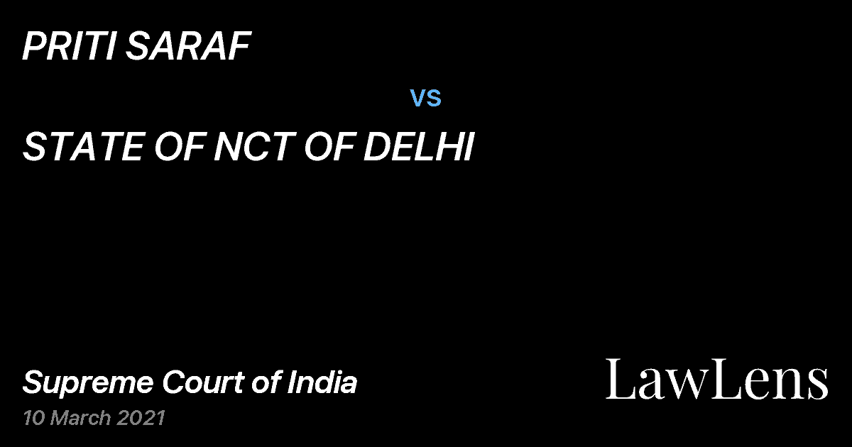 Preview image for PRITI SARAF vs. STATE OF NCT OF DELHI