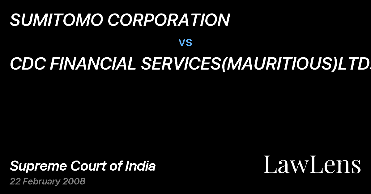 Preview image for SUMITOMO CORPORATION vs. CDC FINANCIAL SERVICES(MAURITIOUS)LTD.