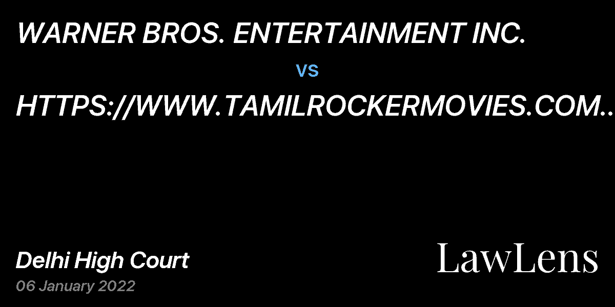 Preview image for WARNER BROS. ENTERTAINMENT INC. vs. HTTPS://WWW.TAMILROCKERMOVIES.COM & ORS.