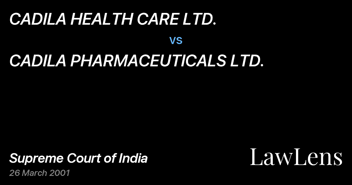 Preview image for CADILA HEALTH CARE LTD. vs. CADILA PHARMACEUTICALS LTD.