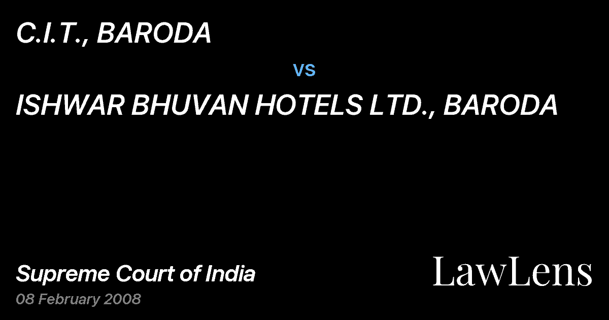 Preview image for C.I.T., BARODA vs. ISHWAR BHUVAN HOTELS LTD., BARODA