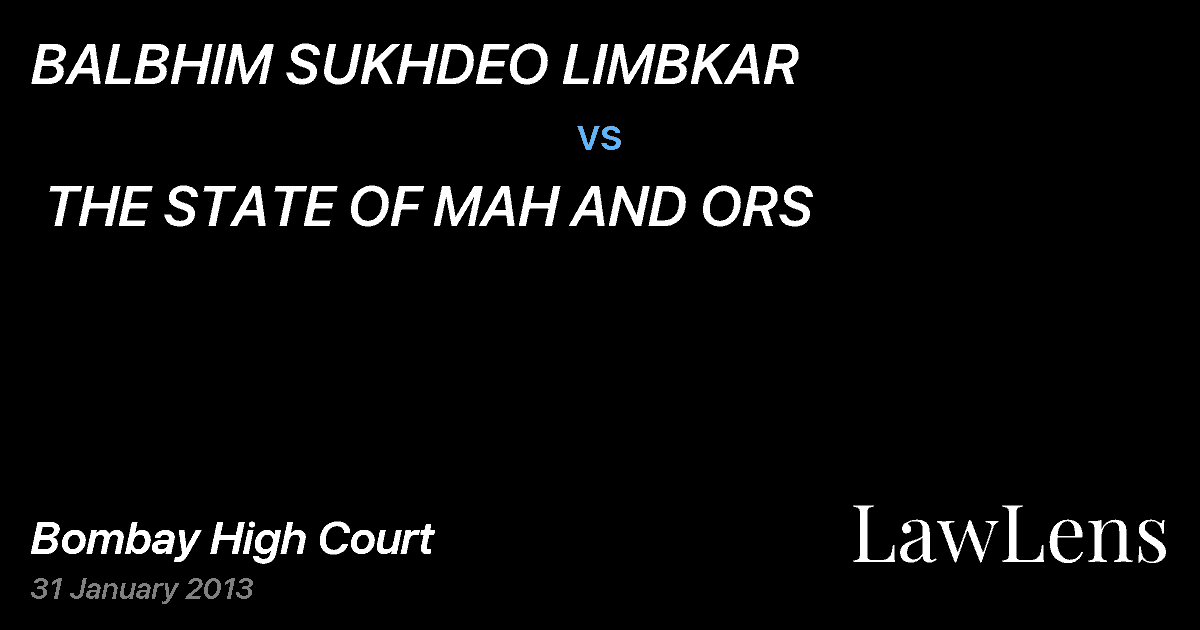 Preview image for BALBHIM SUKHDEO LIMBKAR  vs.  THE STATE OF MAH AND ORS