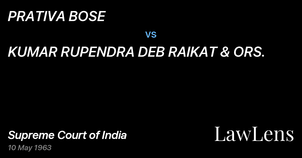 Preview image for PRATIVA BOSE vs. KUMAR RUPENDRA DEB RAIKAT & ORS.