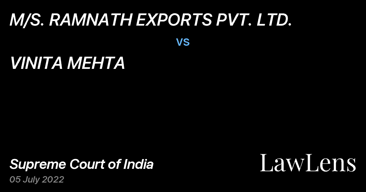 Preview image for M/S. RAMNATH EXPORTS PVT. LTD. vs. VINITA MEHTA