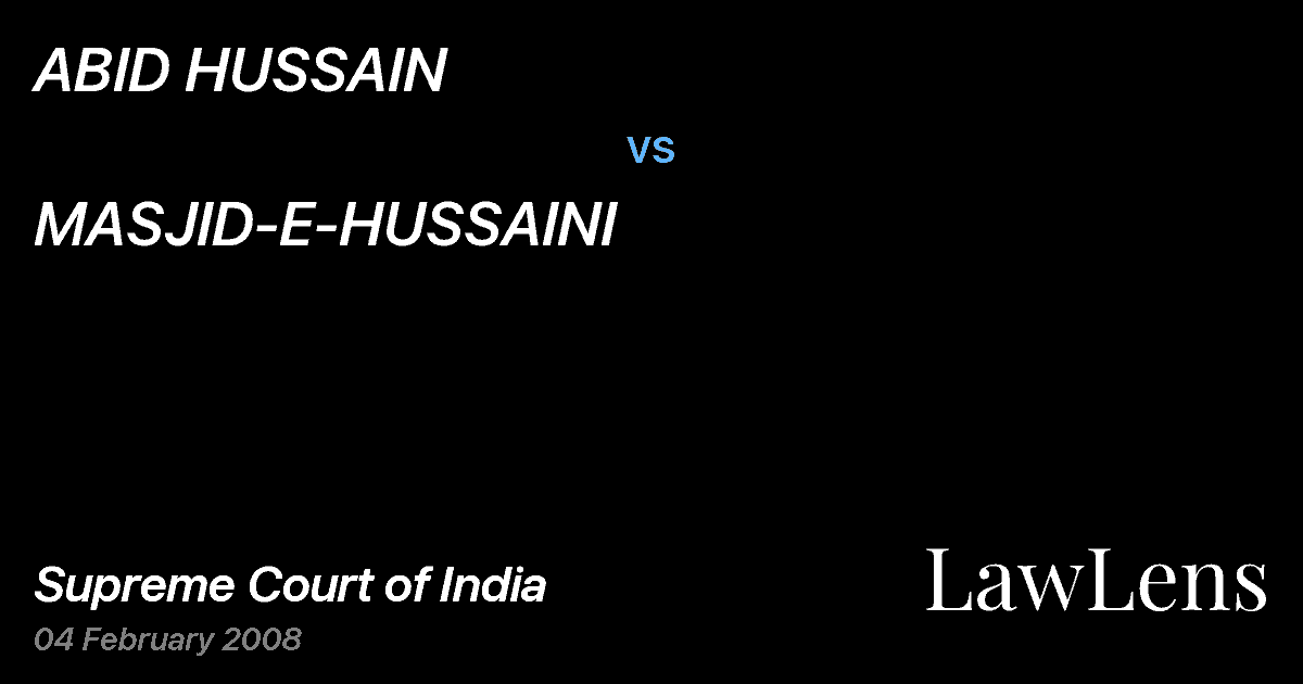 Preview image for ABID HUSSAIN vs. MASJID-E-HUSSAINI