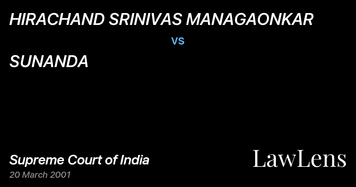 Preview image for HIRACHAND SRINIVAS MANAGAONKAR vs. SUNANDA