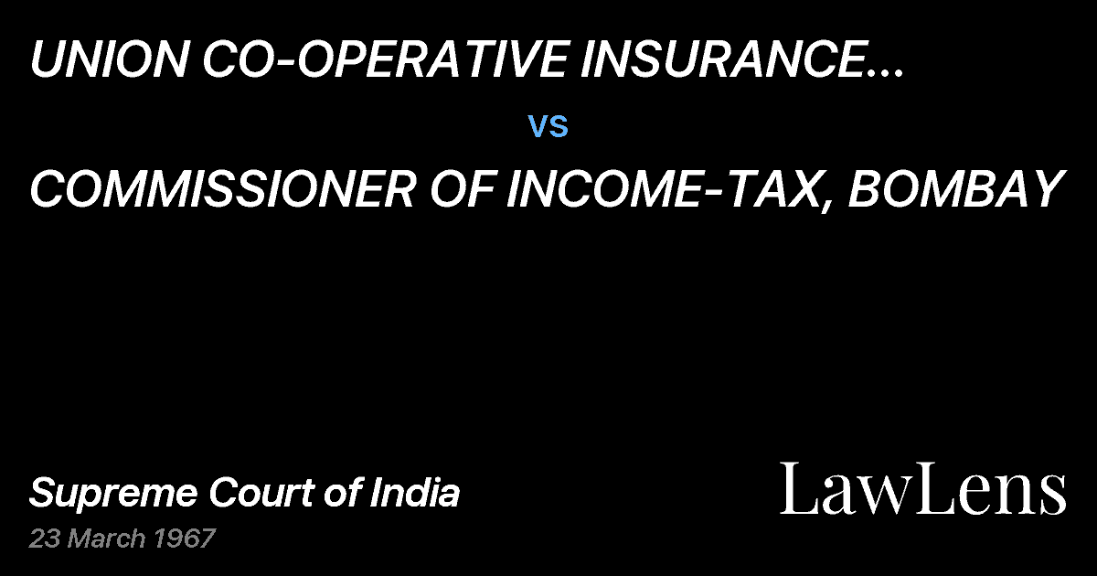 Preview image for UNION CO-OPERATIVE INSURANCE SOCIETY LTD.,BOMBAY vs. COMMISSIONER OF INCOME-TAX, BOMBAY