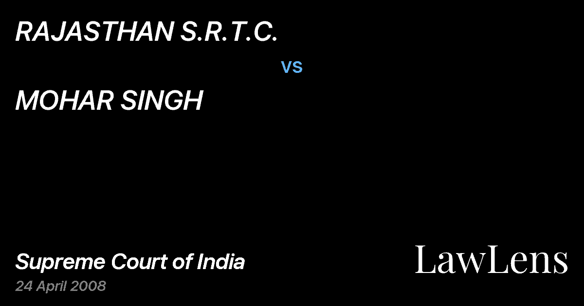 Preview image for RAJASTHAN S.R.T.C. vs. MOHAR SINGH