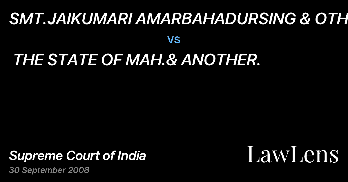 Preview image for SMT.JAIKUMARI AMARBAHADURSING & OTHERS. vs. THE STATE OF MAH.& ANOTHER.