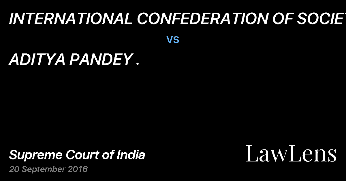 Preview image for INTERNATIONAL CONFEDERATION OF SOCIETIES vs. ADITYA PANDEY .
