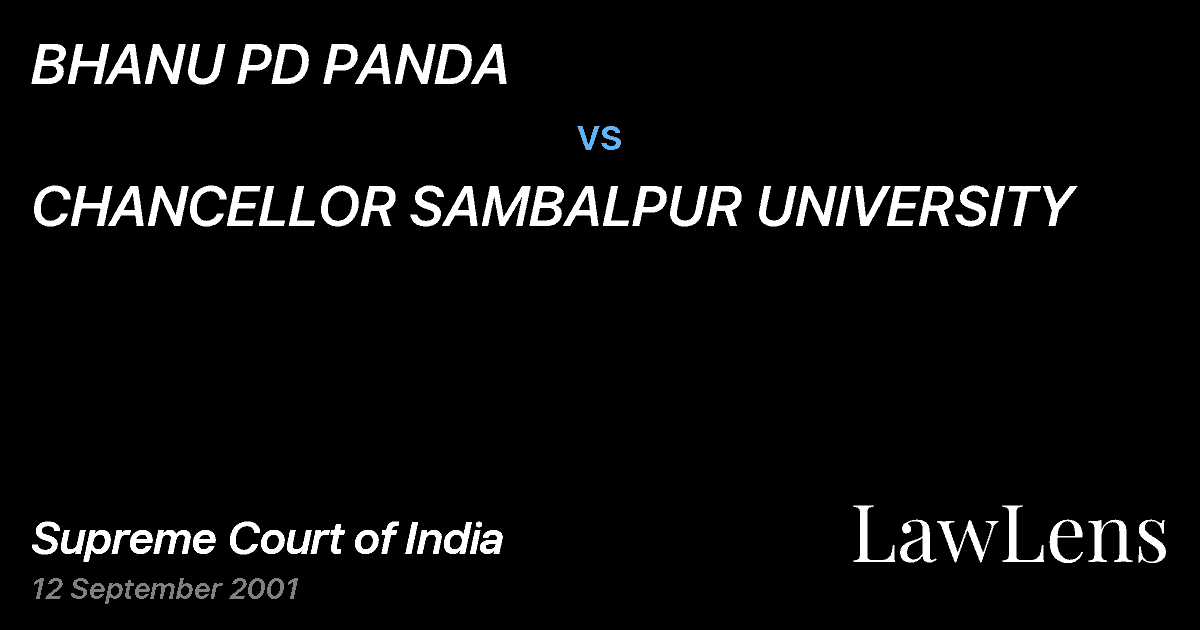 Preview image for BHANU PD PANDA vs. CHANCELLOR SAMBALPUR UNIVERSITY