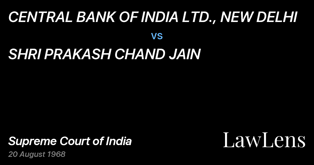 Preview image for CENTRAL BANK OF INDIA LTD., NEW DELHI vs. SHRI PRAKASH CHAND JAIN