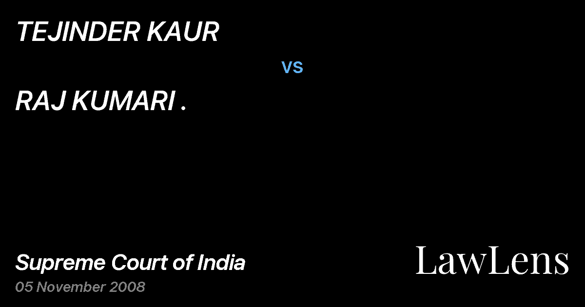 Preview image for TEJINDER KAUR vs. RAJ KUMARI .