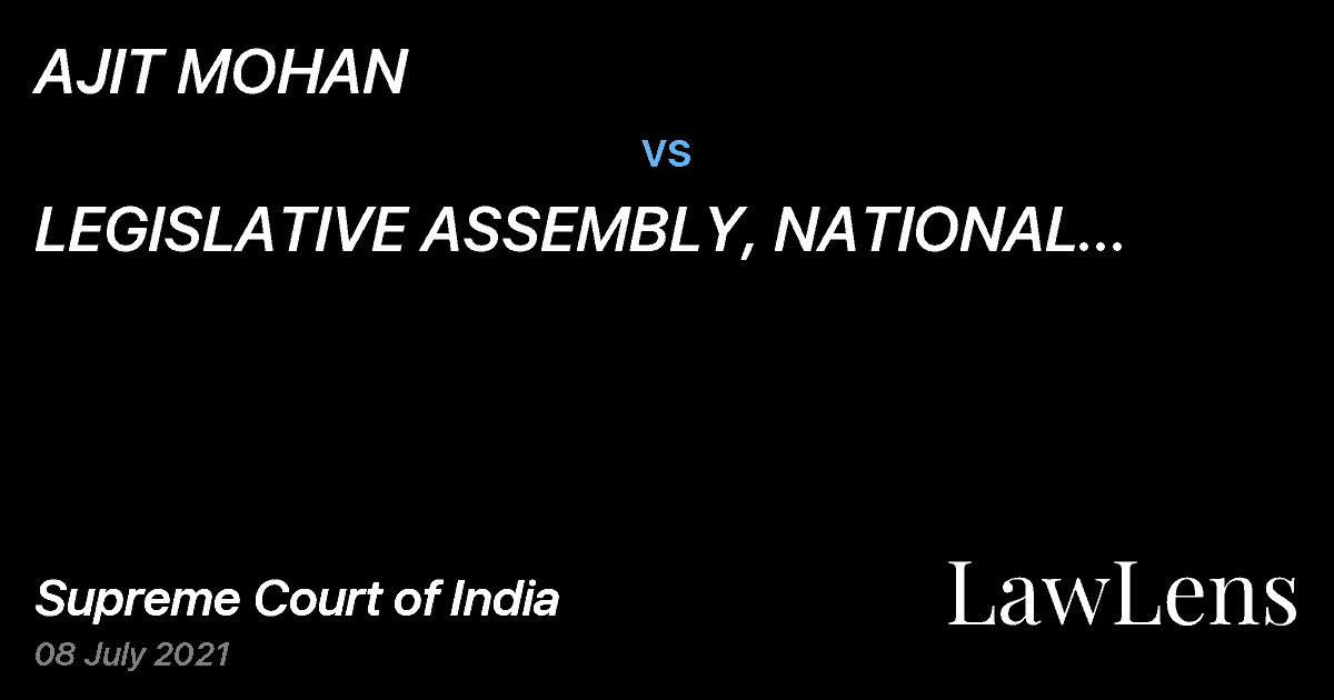 Preview image for AJIT MOHAN vs. LEGISLATIVE ASSEMBLY, NATIONAL CAPITAL TERRITORY OF DELHI