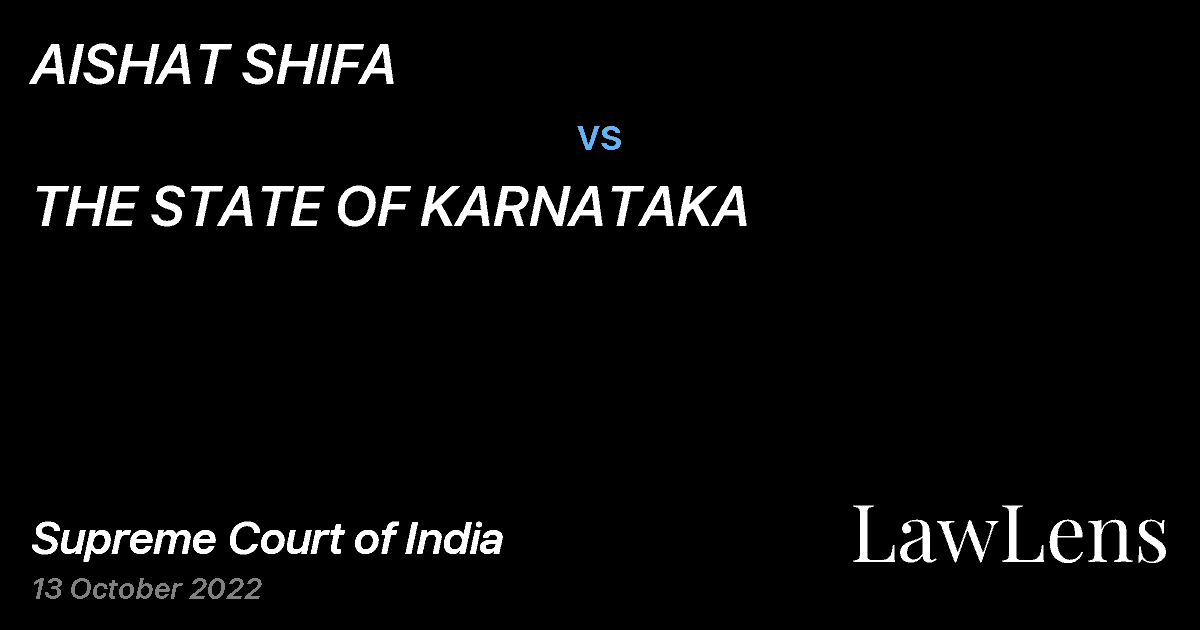 Preview image for AISHAT SHIFA vs. THE STATE OF KARNATAKA