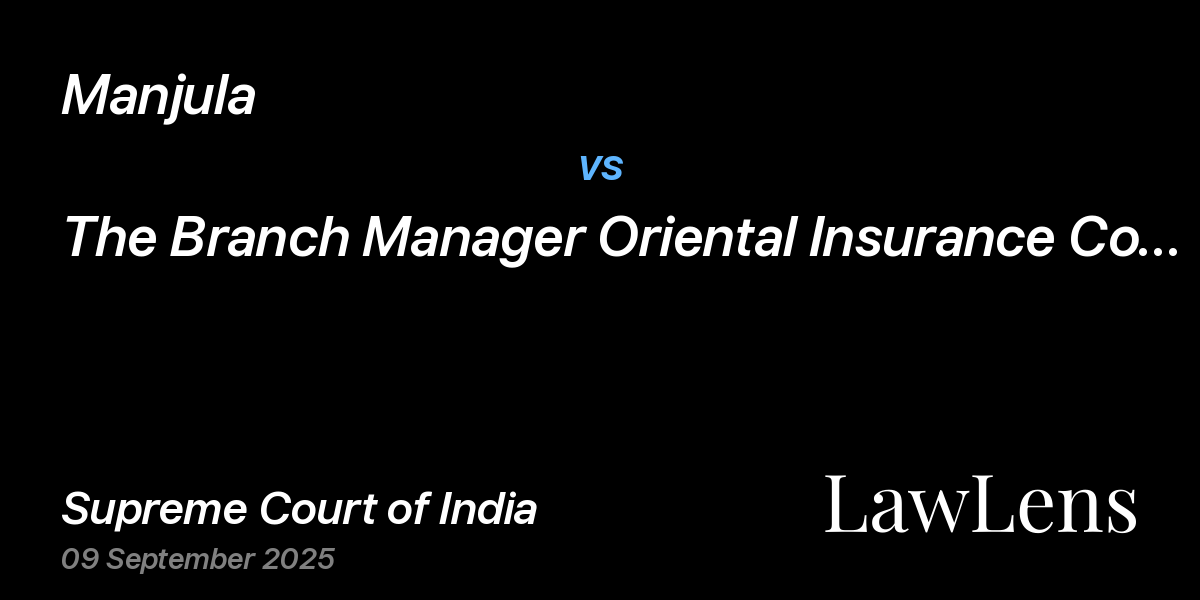 Preview image for Manjula vs. The Branch Manager Oriental Insurance Company Ltd. Bijapur