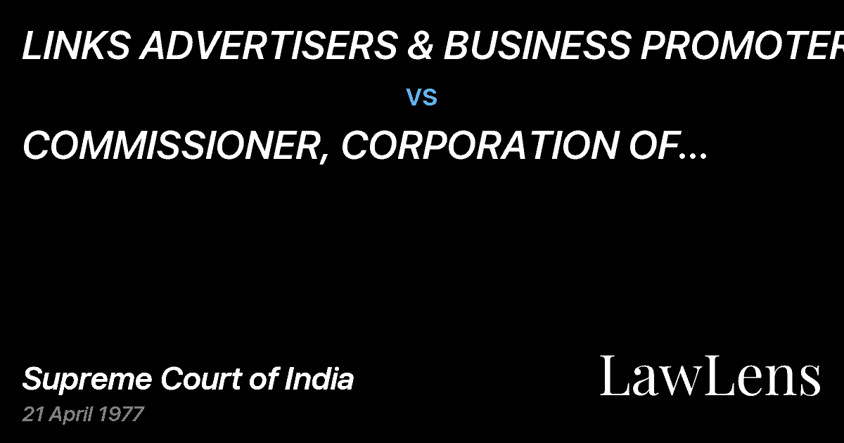 Preview image for LINKS ADVERTISERS & BUSINESS PROMOTERS vs. COMMISSIONER,	  CORPORATION	  OF	THE	CITY	 OFB