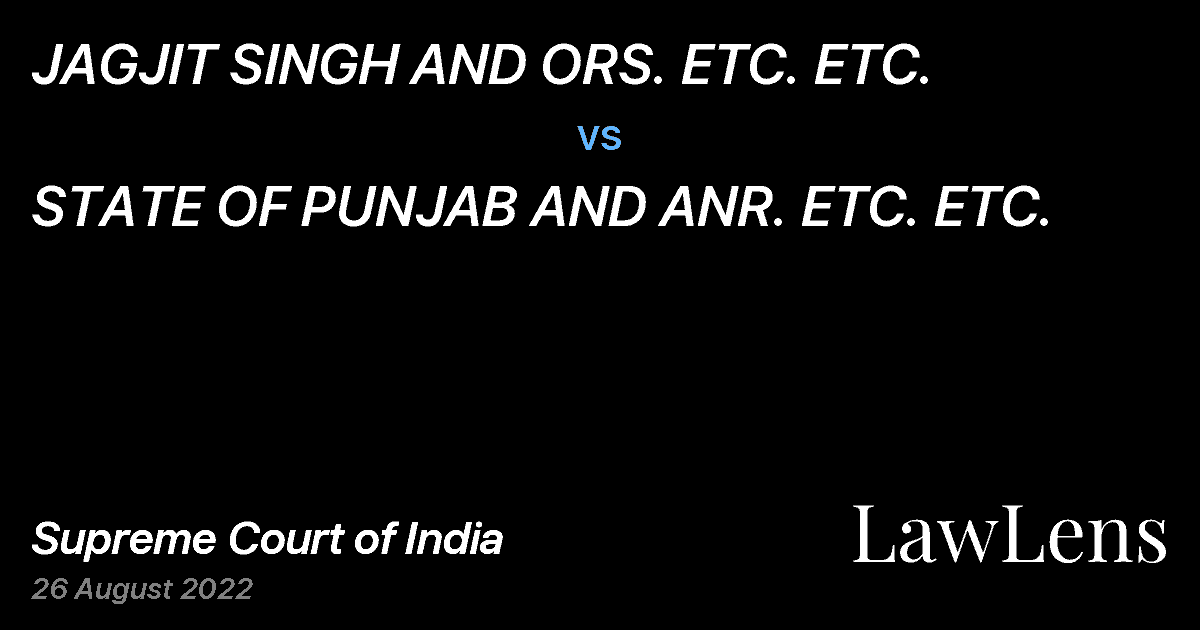Preview image for JAGJIT SINGH AND ORS. ETC. ETC. vs. STATE OF PUNJAB AND ANR. ETC. ETC.