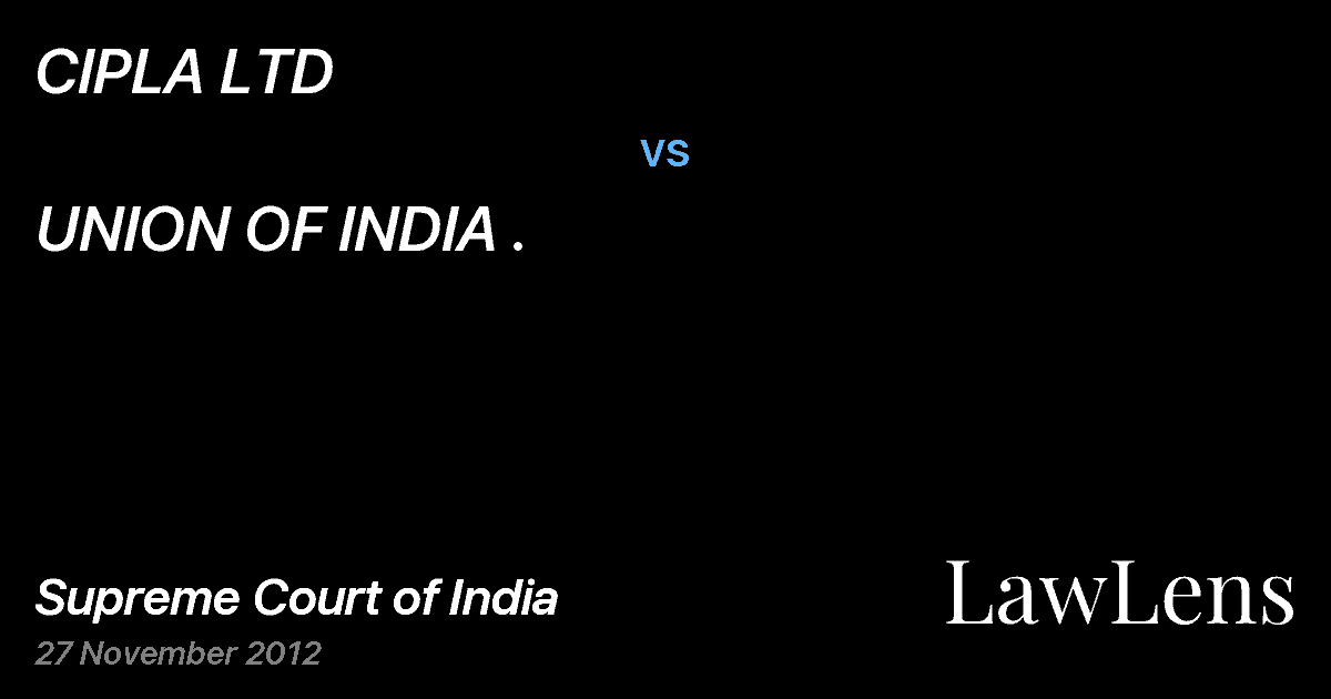 Preview image for CIPLA LTD vs. UNION OF INDIA .