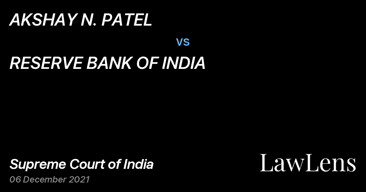 Preview image for AKSHAY N. PATEL vs. RESERVE BANK OF INDIA