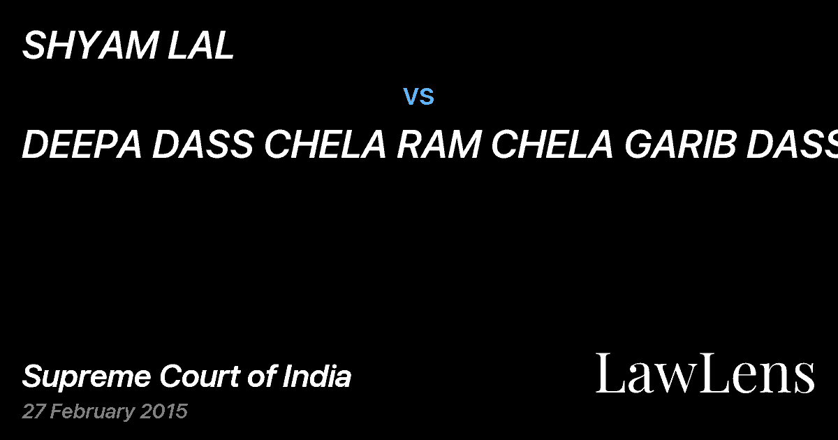 Preview image for SHYAM LAL vs. DEEPA DASS CHELA RAM CHELA GARIB DASS
