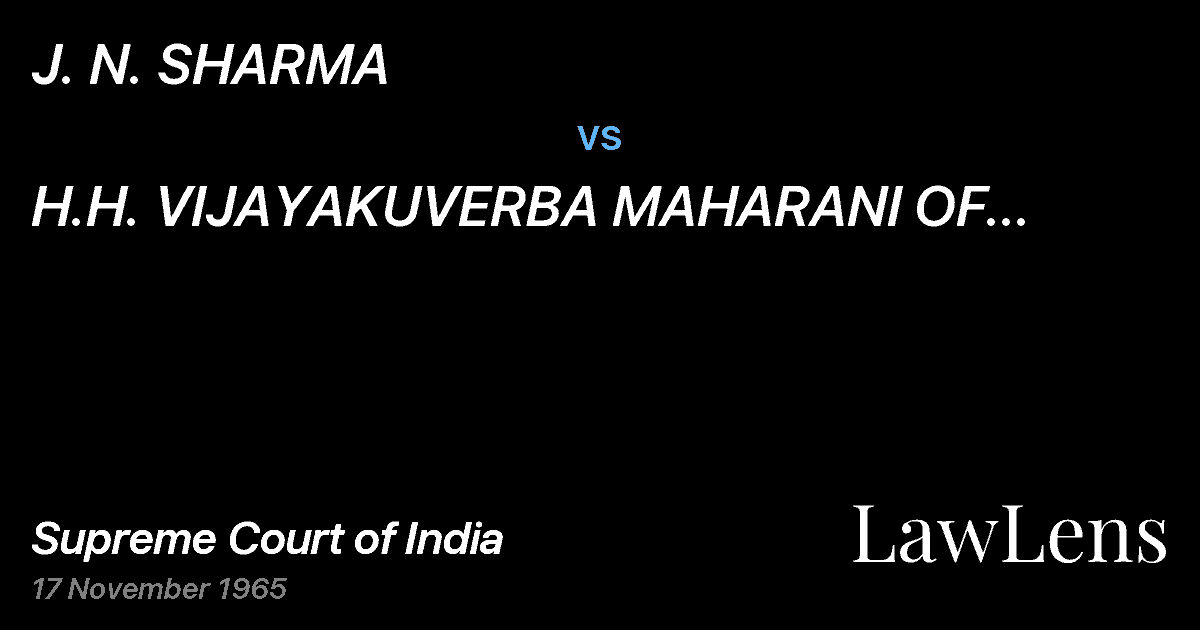 Preview image for J. N. SHARMA vs. H.H. VIJAYAKUVERBA MAHARANI OF MORVI AND OTHERS