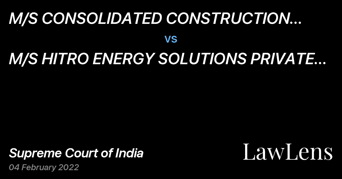 Preview image for M/S CONSOLIDATED CONSTRUCTION CONSORTIUM LTD. vs. M/S HITRO ENERGY SOLUTIONS PRIVATE LIMITED