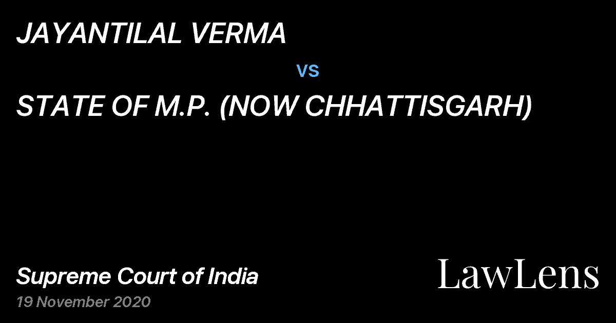 Preview image for JAYANTILAL VERMA vs. STATE OF M.P. (NOW CHHATTISGARH)