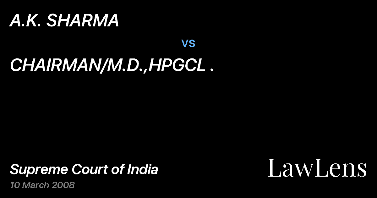 Preview image for A.K. SHARMA vs. CHAIRMAN/M.D.,HPGCL .
