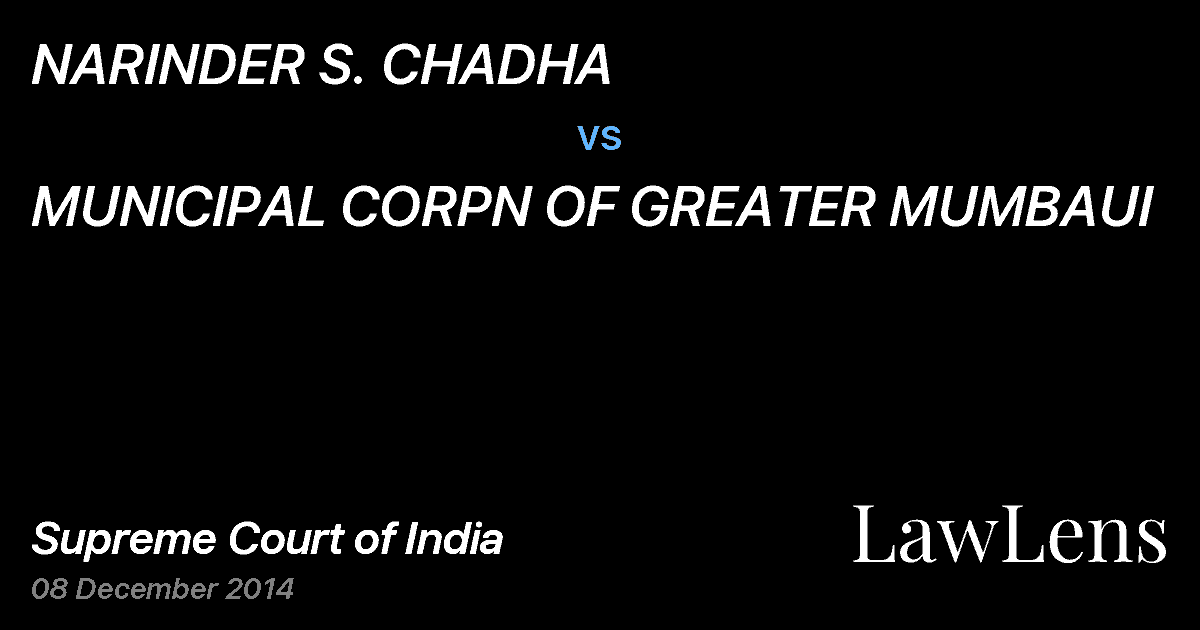 Preview image for NARINDER S. CHADHA vs. MUNICIPAL CORPN OF GREATER MUMBAUI