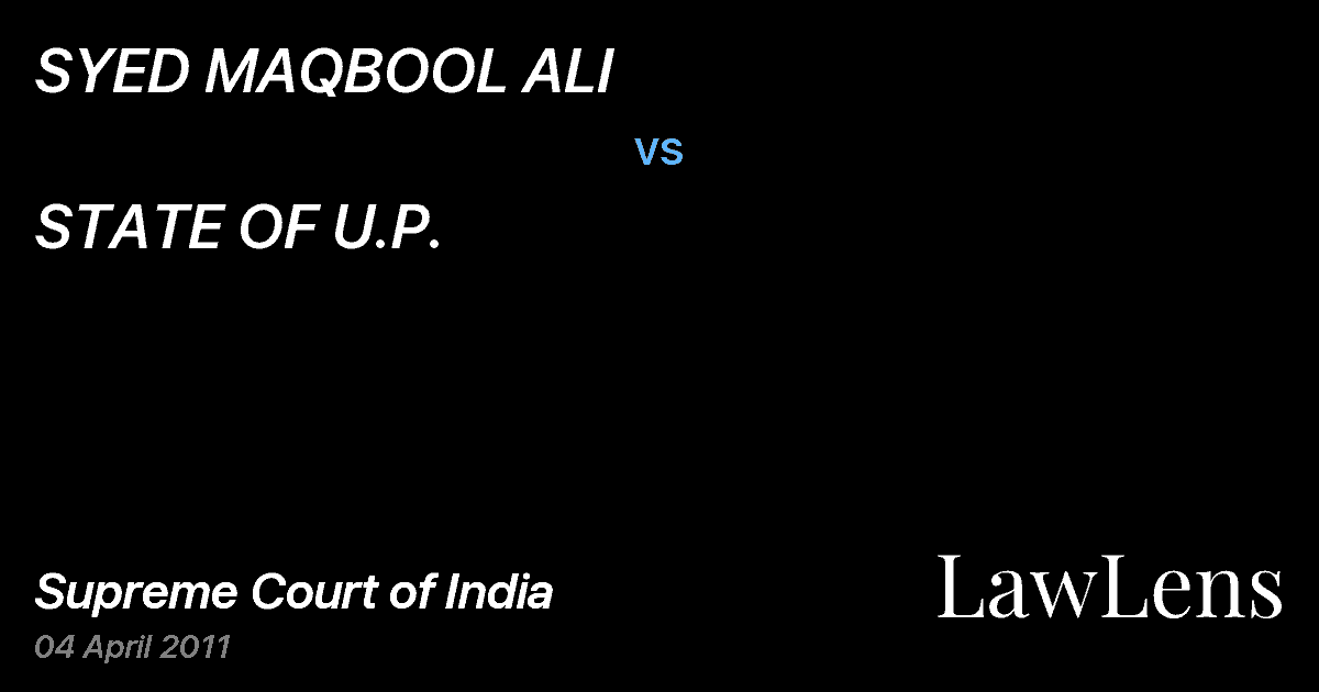 Preview image for SYED MAQBOOL ALI vs. STATE OF U.P.