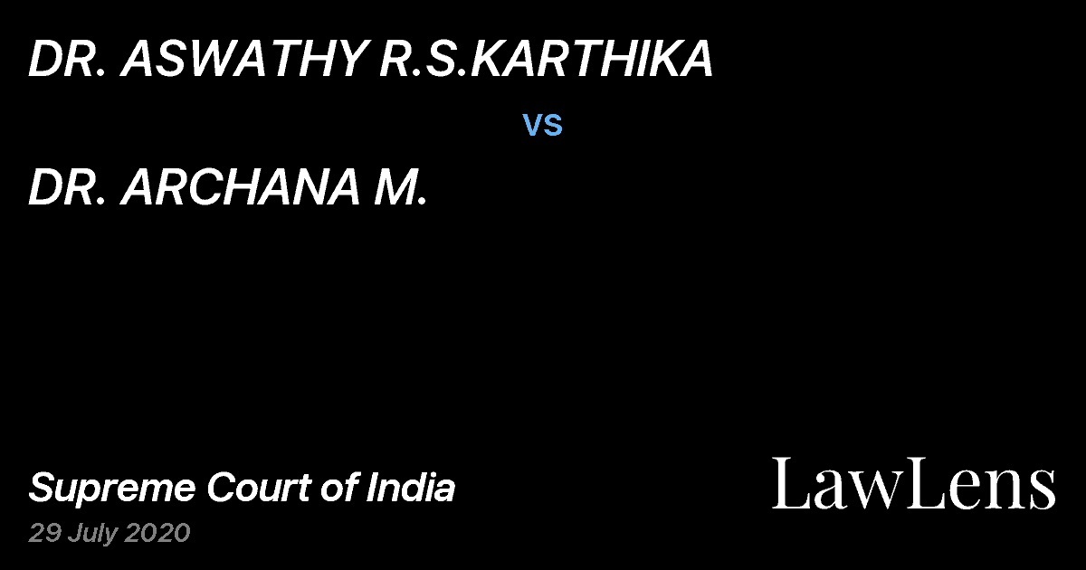 Preview image for DR. ASWATHY R.S.KARTHIKA vs. DR. ARCHANA M.