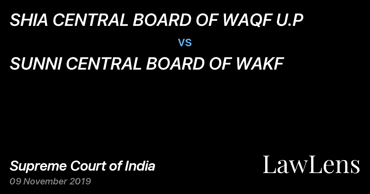 Preview image for SHIA CENTRAL BOARD OF WAQF U.P vs. SUNNI CENTRAL BOARD OF WAKF