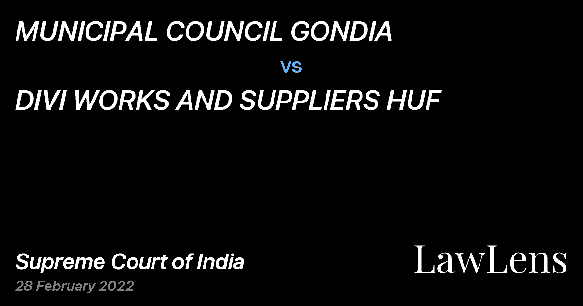 Preview image for MUNICIPAL COUNCIL GONDIA vs. DIVI WORKS AND SUPPLIERS HUF