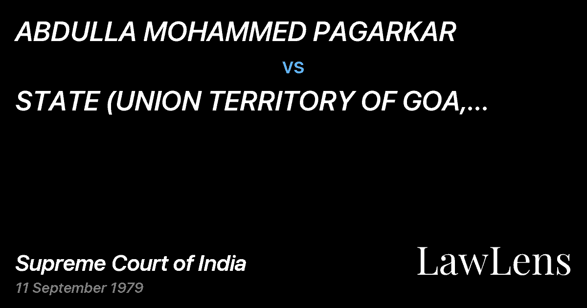 Preview image for ABDULLA MOHAMMED PAGARKAR vs. STATE (UNION TERRITORY OF GOA, DAMAN AND DIU)