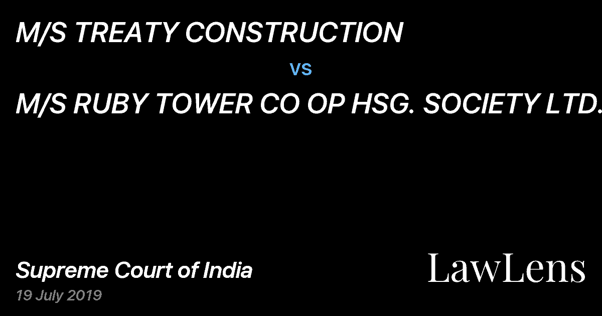 Preview image for M/S TREATY CONSTRUCTION vs. M/S RUBY TOWER CO OP HSG. SOCIETY LTD.