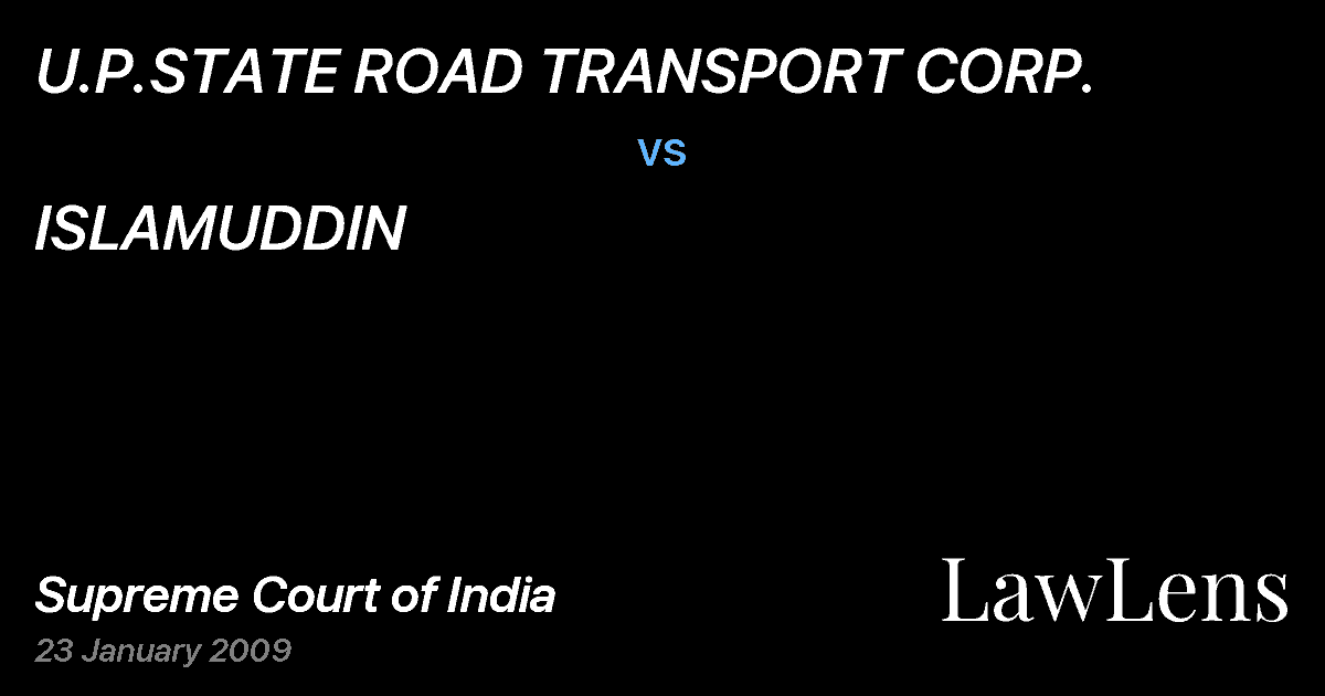 Preview image for U.P.STATE ROAD TRANSPORT CORP. vs. ISLAMUDDIN