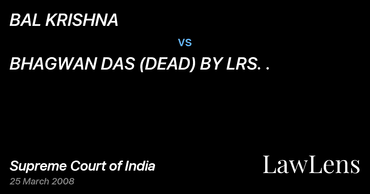 Preview image for BAL KRISHNA vs. BHAGWAN DAS (DEAD) BY LRS. .